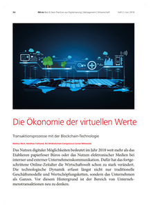 Die Ökonomie der virtuellen Werte - Transaktionsprozesse mit der Blockchain-Technologie