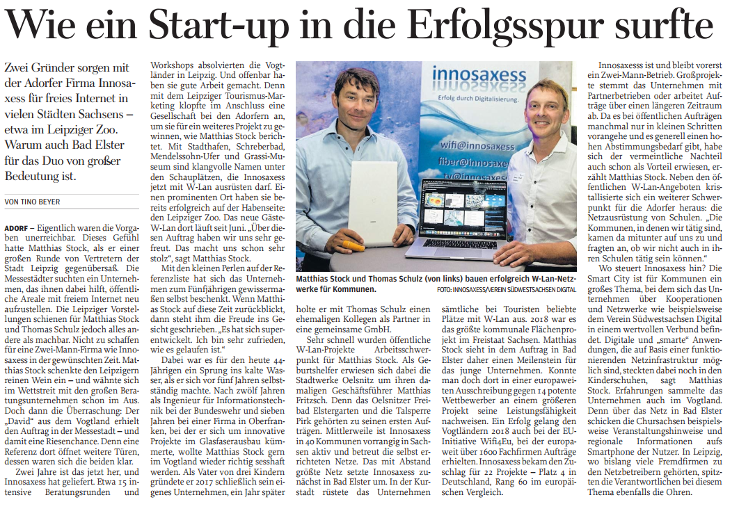 Innosaxess Freie Presse 05.08.2022